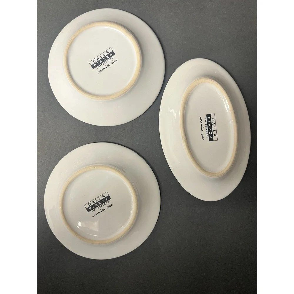 3 Terraced Oval Round Olive Oil Dipping Dishes Dalla Piazza Switzerland Modern